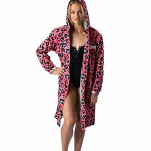 Schmik Swim Parka Animal Print Waterproof Toweling Lined Changing Robe S M